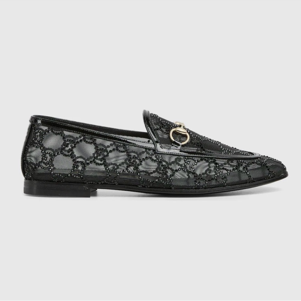 GUCCI Women's GG Crystal Jordaan Loafer in Black, Size 39.5 (US 9.5), NEW - Picture 17 of 17
